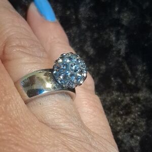 Silver Stainless Steel Band Modern Faceted Crystal Rings Silky Smooth Fit